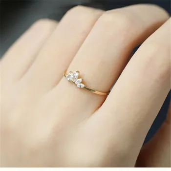 MOVESKI Ægte 925 Sterling Sølv Plating 14K Guld Bane Crystal Zircon Krone Ring For Fashion Kvinder Minimalistisk Fine Smykker