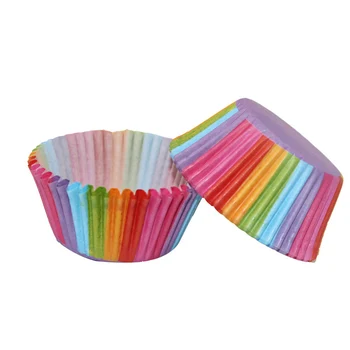 Party Skuffe Rainbow Paper Cup Cake 100 Stk Muffin Cupcake Tilfælde Liners Bageforme Står Kage Form For Udsmykning Værktøjer Cupcake Papir