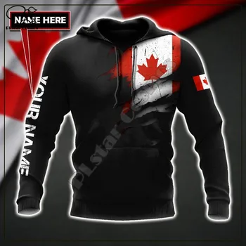 PLstar Kosmos Canada Flag National Emblem 3D Printede Sweatshirts og Hættetrøjer Zip Hooded For Mand/Kvinde Casual Streetwear Stil-C10
