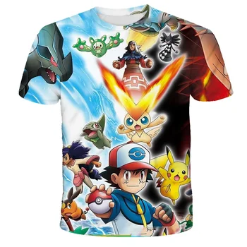 Pokémon Serien er Trykt T-shirts Drenge Piger Tøj 3D Sommeren Vilde Ansigt Afslappet Korte Ærmer Børn Cosplay Kawaii T-shirt Pokemon