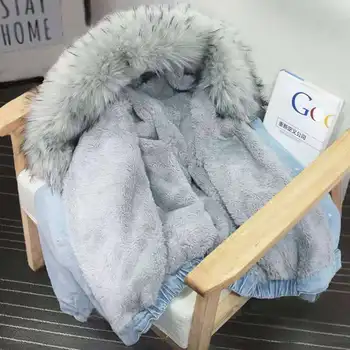 QWEEK Vinteren Kvinder Denim Fur Hooded Coat overdimensionerede streetwear ladies Casual Jakker Parka Kvinde Enkelt Breasted Outwear
