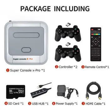 Retro WiFi Super Konsol X Pro 4K HD-TV, Video Game Konsoller Til PS1/PSP/N64/DC Med 50000+ Spil Med 2,4 G Trådløse Controllere