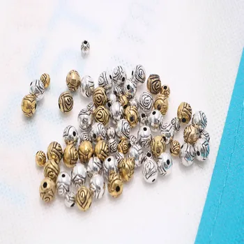 Rosenkrans beaded metal krystal perler Rondelle løse perler, hule rosenkrans Diy tilbehør, 4mm.6mm.
