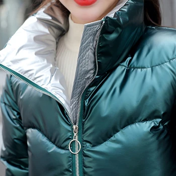 RUELK Skinnende Bomuld-polstret Kvinder Frakke er Vinter 2021 Style Kvinders koreanske Brød Pels Stand-up Krave Polstret Kvinders Polstret Pels