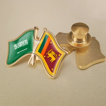 Saudi-Arabien og Sri Lanka Krydset Dobbelt Venskab Flag Pins Broche Badges