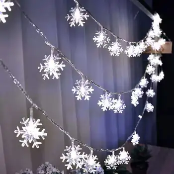 Snowflake LED Lys Merry Christmas Tree Dekoration til Hjemmet 2020 julepynt Jul Xmas Gave Happy New Year 2021