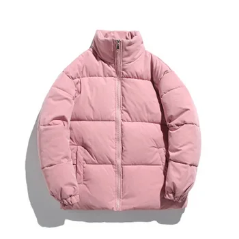 Uden Bomber Mode Solid Black Pink Zip Jakke til Efteråret Og Vinteren Tyk Teddy Oversize Frakke For Mænd med sportstøj Tøj