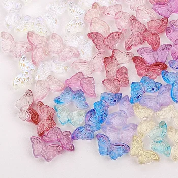 Vintage antik farvet glasur butterfly glas perler DIY smykker tilbehør hårnål løse perler halskæde beaded materiale