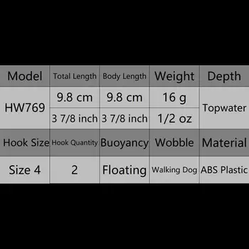 WLure 9,8 cm 16,5 g Lange Støbning Topwater Popper Gå Dog Lokke 2 #4 trekrog Naturtro Maling Fiskeri Lokke HW769